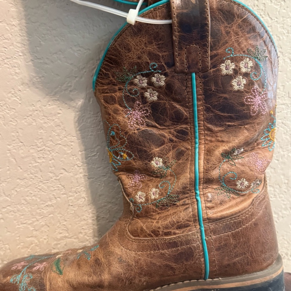 Kids Brown and Blue Western Boots - Picture 8 of 13
